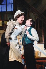 Rachel Izen as Mrs. Brill and Dennis Moench as Robertson Ay in Mary Poppins